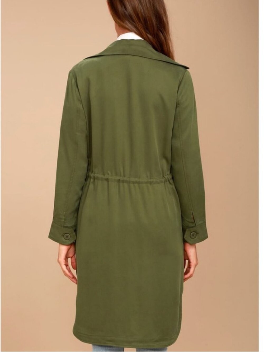 NWT BB Dakota Averie Olive Green Anorak Long Utility Duster Lightweight Jacket M - Picture 6 of 9
